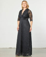 Maria Lace Evening Gown in Onyx