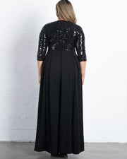 Paris Pleated Sequin Gown in Black