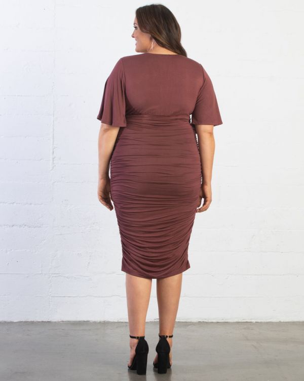 Rumor Ruched Dress in Rosewood