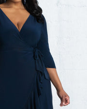 Whimsy Wrap Dress in Navy Blue