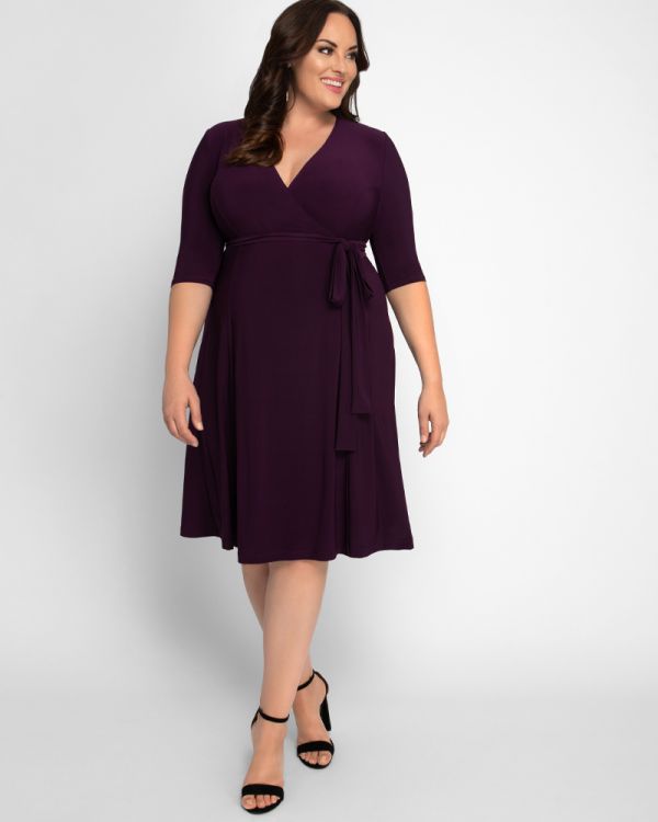 Essential Plus Size Wrap Dress in Plum Passion