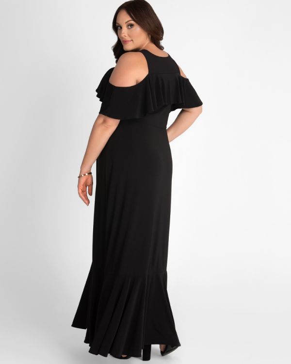 Piper Cold Shoulder Maxi Dress in Black Noir