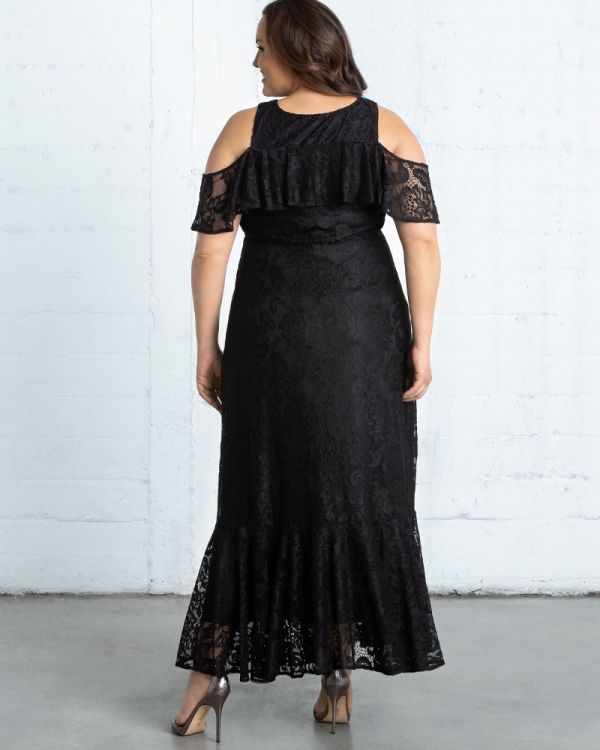 Riviera Lace Maxi Dress in Black Noir