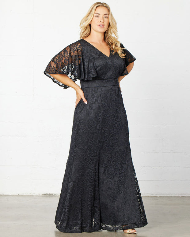 Duchess Lace Evening Gown in Onyx