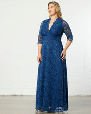 Maria Lace Evening Gown in Nocturnal Navy