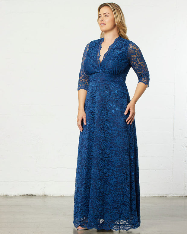 Maria Lace Evening Gown in Nocturnal Navy