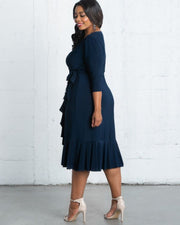 Whimsy Wrap Dress in Navy Blue