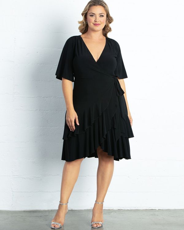 Miranda Wrap Dress in Black Noir