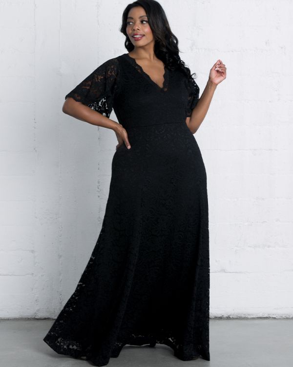 Symphony Lace Evening Gown in Onyx