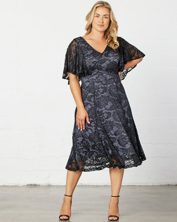 Camille Lace Cocktail Dress in Storm Grey