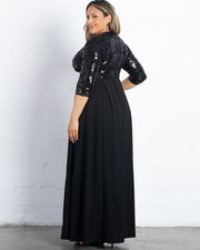 Paris Pleated Sequin Gown in Black