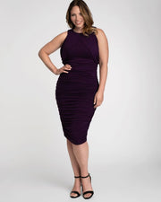 Bianca Ruched Plus Size Dress in Black Noir