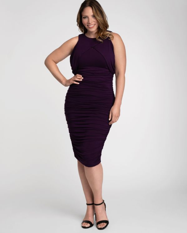 Bianca Ruched Plus Size Dress in Black Noir