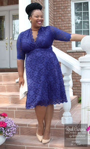 Mademoiselle Lace Dress in Sapphire Blue