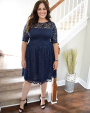 Luna Lace Dress in Navy Blue
