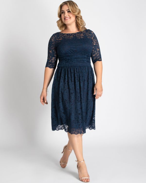 Luna Lace Dress in Indigo Blue