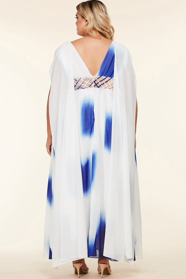 Ombre Cape Maxi Dress