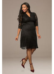 Scalloped Boudoir Lace Dress in Black