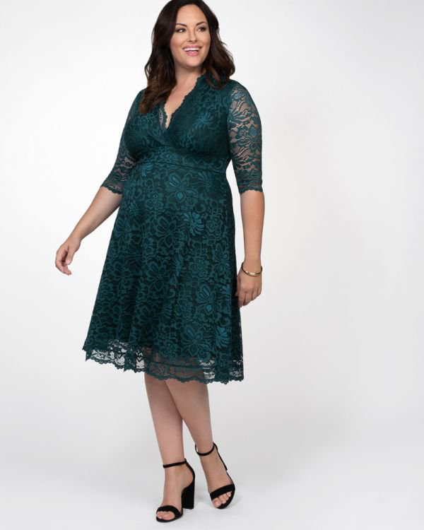 Mademoiselle Lace Dress in Emerald Green