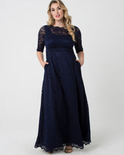 Leona Plus Size Lace Gown in Nocturnal Navy