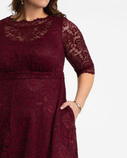 Leona Plus Size Lace Gown in Pinot Noir