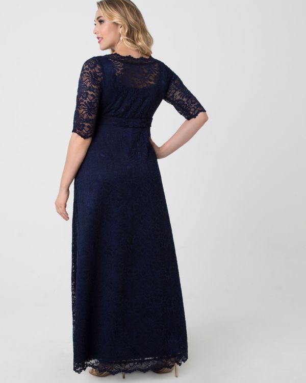 Leona Plus Size Lace Gown in Nocturnal Navy