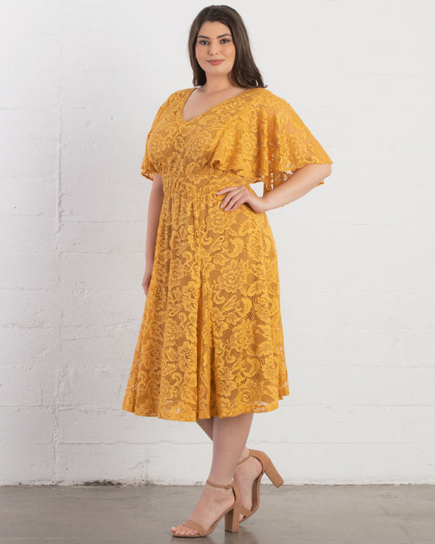 Camille Lace Cocktail Dress in Goldenrod