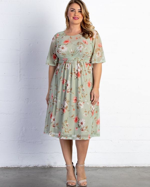 Katarina Mesh Dress in Sage Floral Print