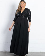 Paris Pleated Sequin Gown in Black