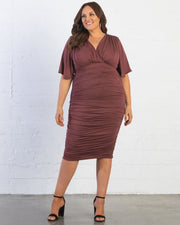 Rumor Ruched Dress in Rosewood