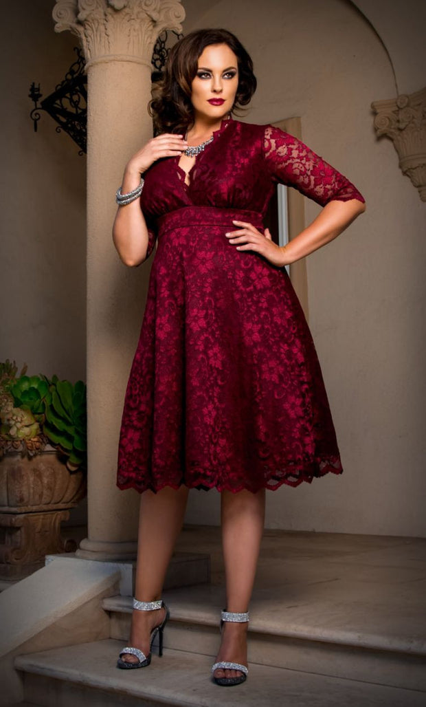 Mademoiselle Lace Dress in Pinot Noir