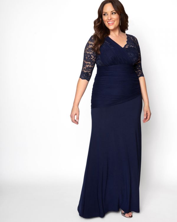 Plus Size Soiree Evening Gown in Nocturnal Navy