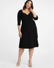 Sweetheart Knit Wrap Dress in Black