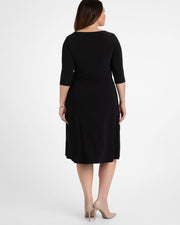 Sweetheart Knit Wrap Dress in Black